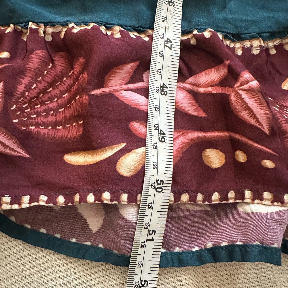 FARM Rio Teal Maxi Dress with Pink Floral Print 3/4 length Sleeve Boho Size S - Picture 12 of 12